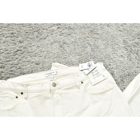 NWT Abercrombie Women's Tall 18L Straight Jeans White The 90's Ultra High Rise - Picture 7 of 9
